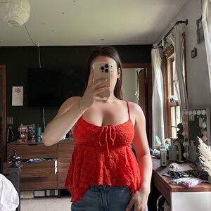 Red Lace Women's Top